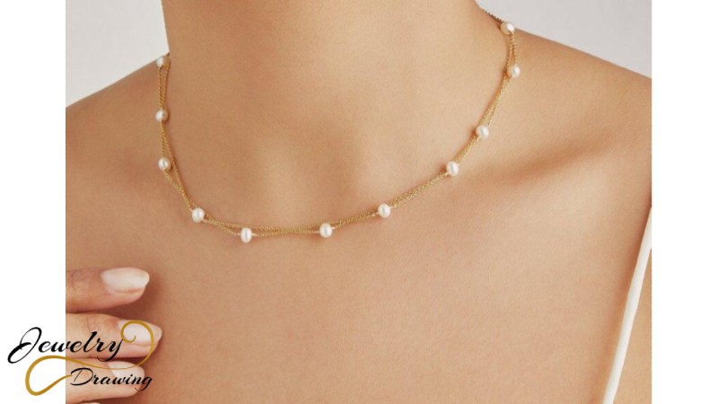 Cross moulded gold chains with pearl combination necklace
