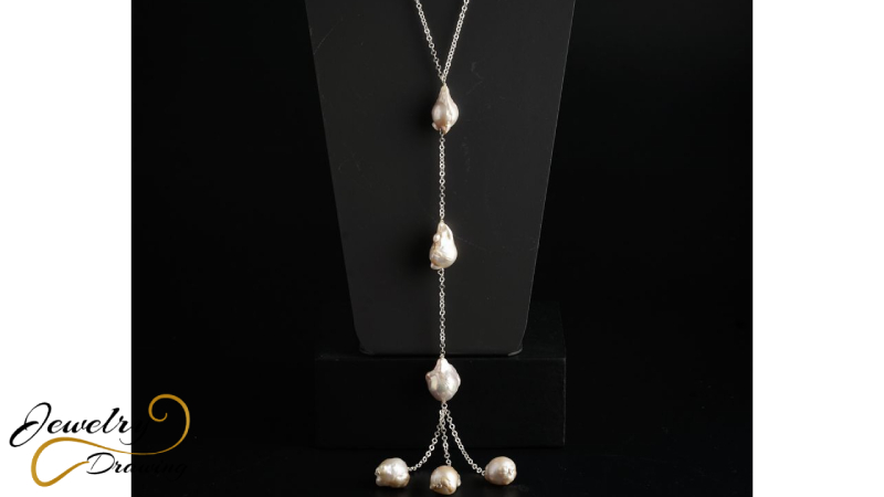 Silver and pearl triple layer designer chain