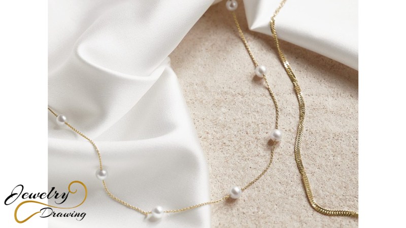 Simple gold and pearl combination chain