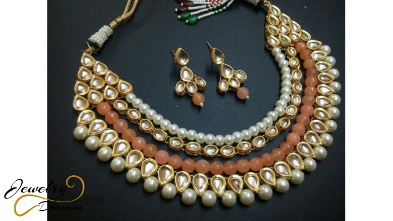 Unique shape designer multicolour pearl jewellery set