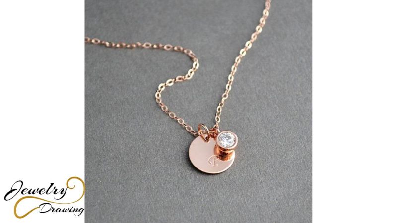 Circular design with diamond attachment rose gold necklace