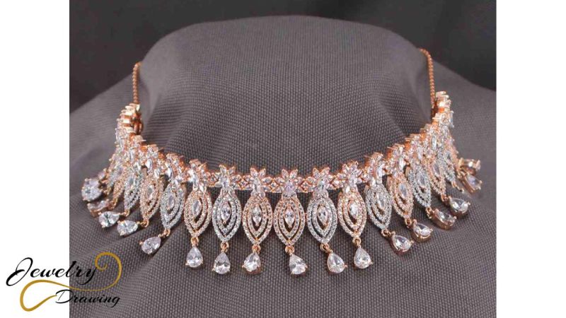 Drop and star shape combination design rose gold necklace