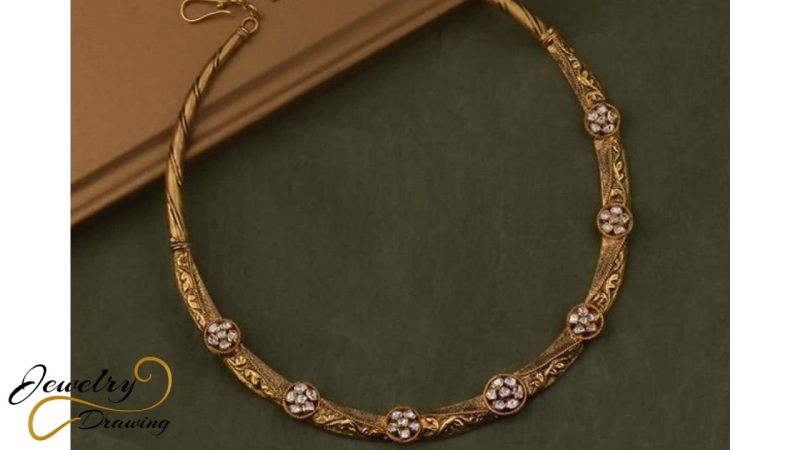 Embroidery design with circular object attachment, 1 Gram gold necklace