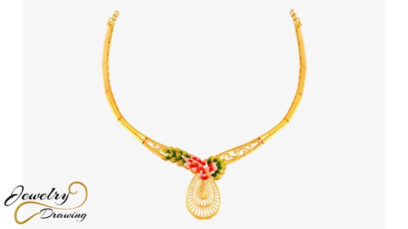 Floral leaf gorgeous colour combination design, 1 Gram gold necklace