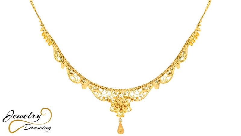 Gorgeous star flower with half-moulded liner combination design, 1 Gram gold necklace
