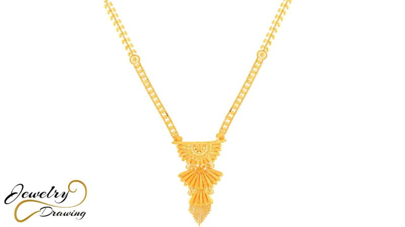 Half-circular and linear design combination, 1 Gram gold necklace