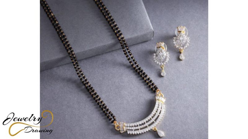 Half-circular design with black object attachment, 1 Gram gold jewellery set