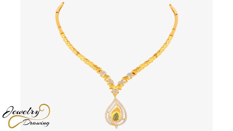 Multilayer drop shape design, 1 Gram gold necklace