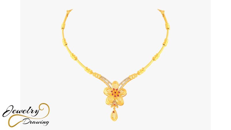 Pretty star design with purple stone decoration, 1 Gram gold necklace