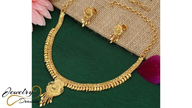 Small drop shape with hanging layer design combination, 1 Gram gold necklace