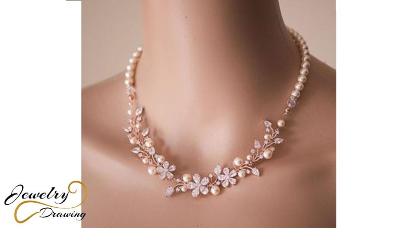The elegant small flower and leaf design, rose gold necklace