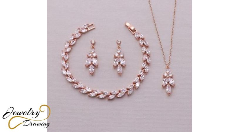 The leaf drops designer rose gold jewellery set
