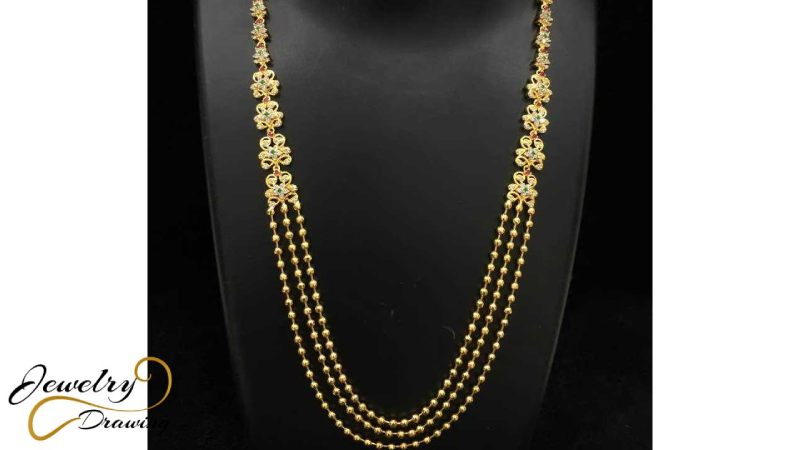 Triple layer hanging design, 1 Gram gold necklace