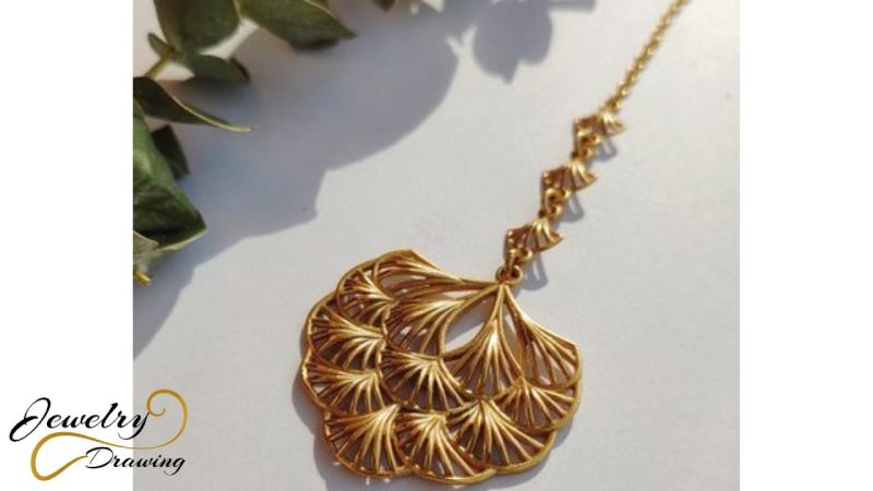 Unique semi-circle with liner design attachment, 1 Gram gold necklace