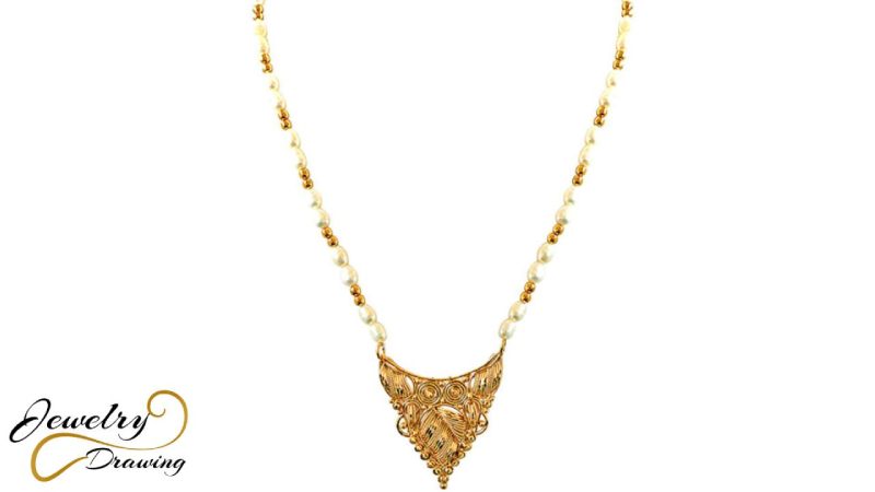White and gold colour combination with embroidery design, 1 Gram gold necklace