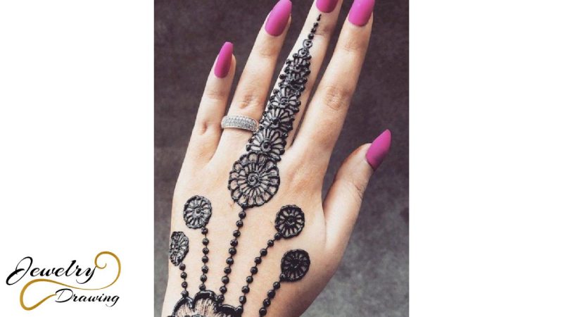 Black mehndi with silver ring combination