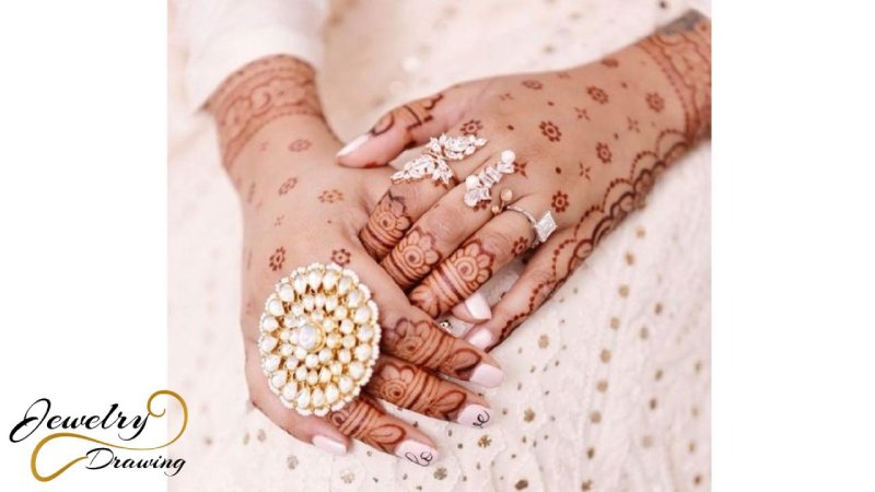 Elegant mehndi design with multiple ring combination