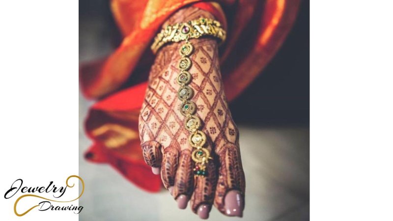 Feet mehndi design with toe ring anklet combination look