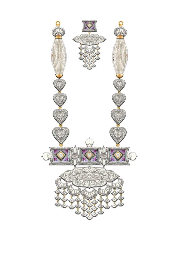 Heart and Square shape necklace